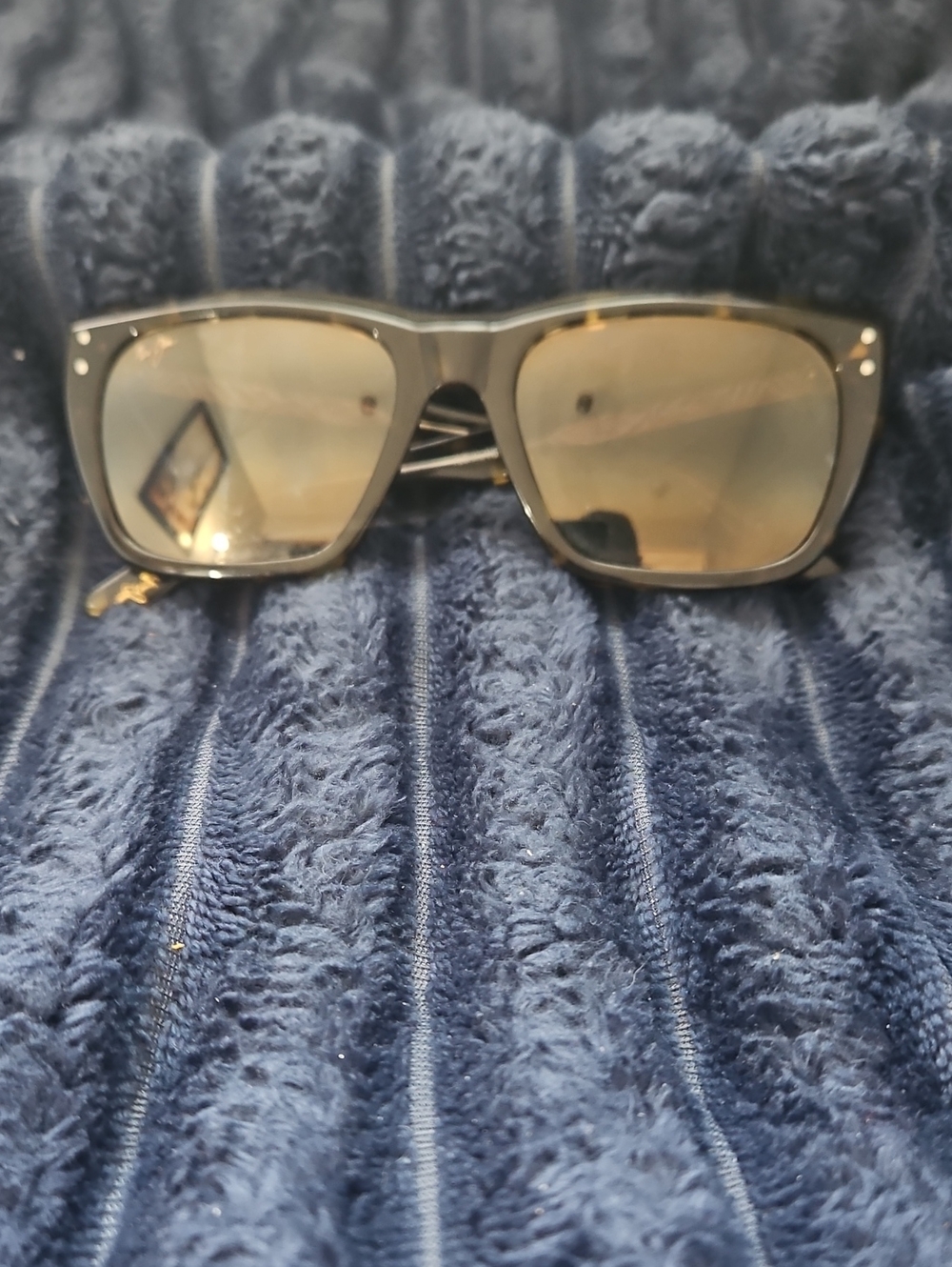 Maui Jim Black Frame Polarized Sunglasses with Gold-Tinted Lenses